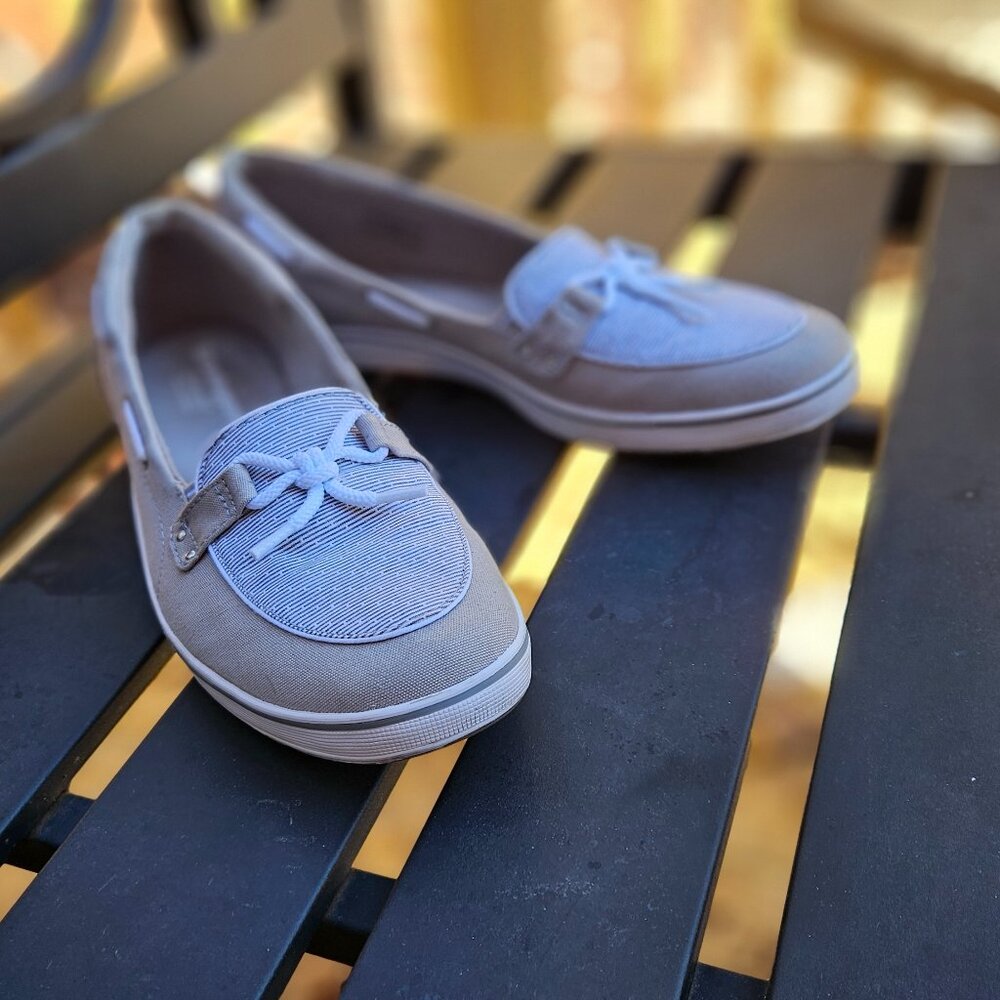 Grasshoppers Ortholite Memory Foam Windham Stripe Boat Shoes Womens Sz 11